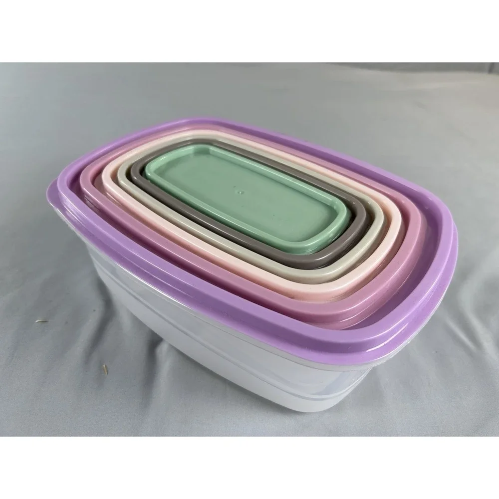 Nesting Food Storage Container Set 6 Pc BPA Free Plastic Lids‎ Multicolor